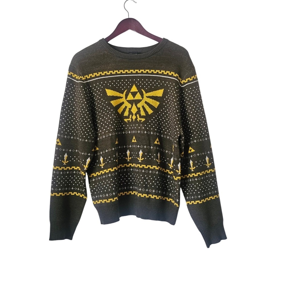Nintendo Legend of Zelda Men's Green Hylian Crest Knit Sweater Size L